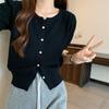 Gestrickter Damen Sommer Französischer Cooler Stil High-End Retro Rundhals Vielseitige Kurzarm Strickjacke Top