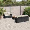 Vidaxl 6-Cz. Gartenmöbel-Set mit Kissen, Schwarzer Polyrattan