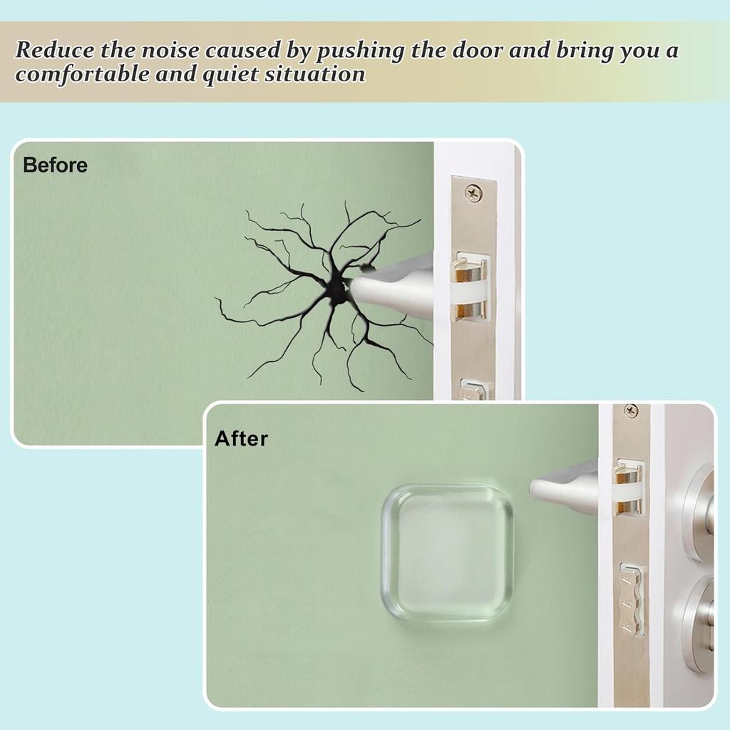 Door Stopper Wall Protector, Wall Shield Bumper Guard from Door Knobs,Sturdy Self Adhesive,Soft and Transparent,Washable Reble Shock Absorbent Gel