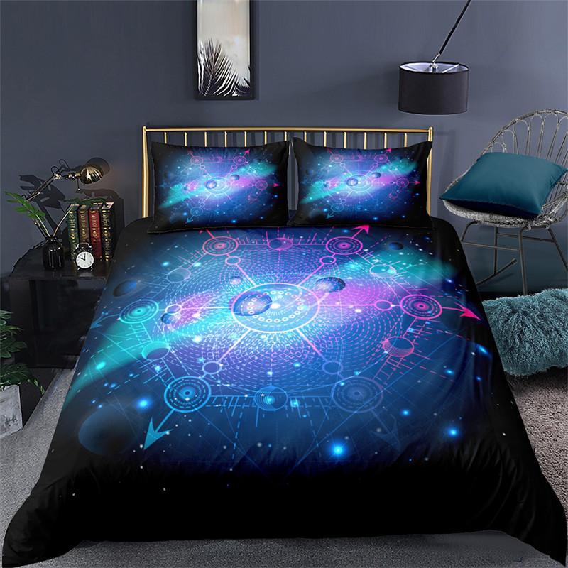 Soft Bohemian Chic Colorful Mandala Bedding Set Microfiber Galaxy Print Duvet Cover With Zipper Closure Pillow Case Home Textile