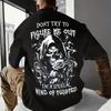 Men's Gothic Skull Chain Print T-shirt and Retro Street with The Words Don't Try To Understand