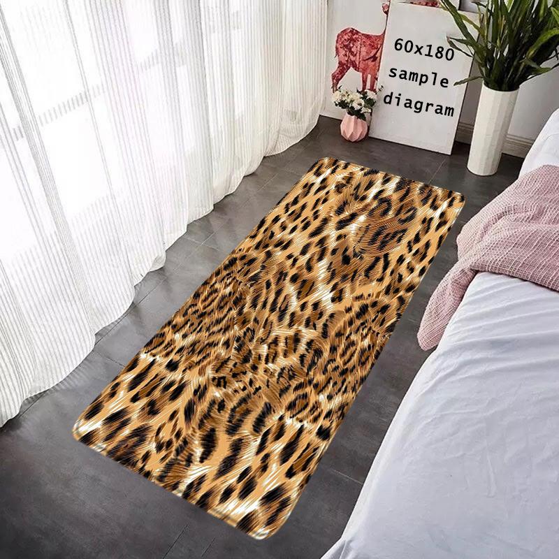 Doormat Flannel Floor Mat Leopard Grain Indoor Foot Rug Bedside Mats Kitchen Corridor Water Absorbent Carpet Ideal Balcony Decor