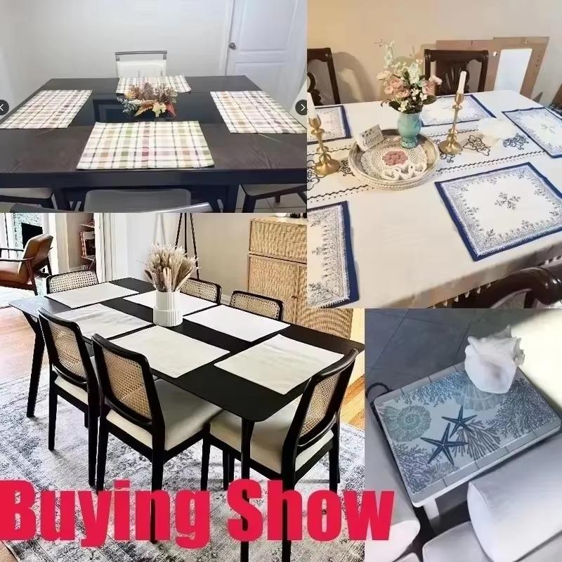 1/4/6/8pcs/set Christmas Elements Placemat and Fashionable Western Meal Placemat Kitchen Table Decoration Placemat and Bowl Mat