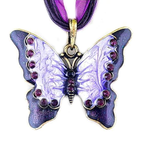 Collier pendentif papillon en émail pour femmes, Vintage, strass, bijoux de fête, cadeau