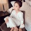 Girls' Home Clothes Set Spring and Autumn New Lace Lace Children's Loose Long Sleeve Pajamas Sleepy Pants Sweet Two Piece Set