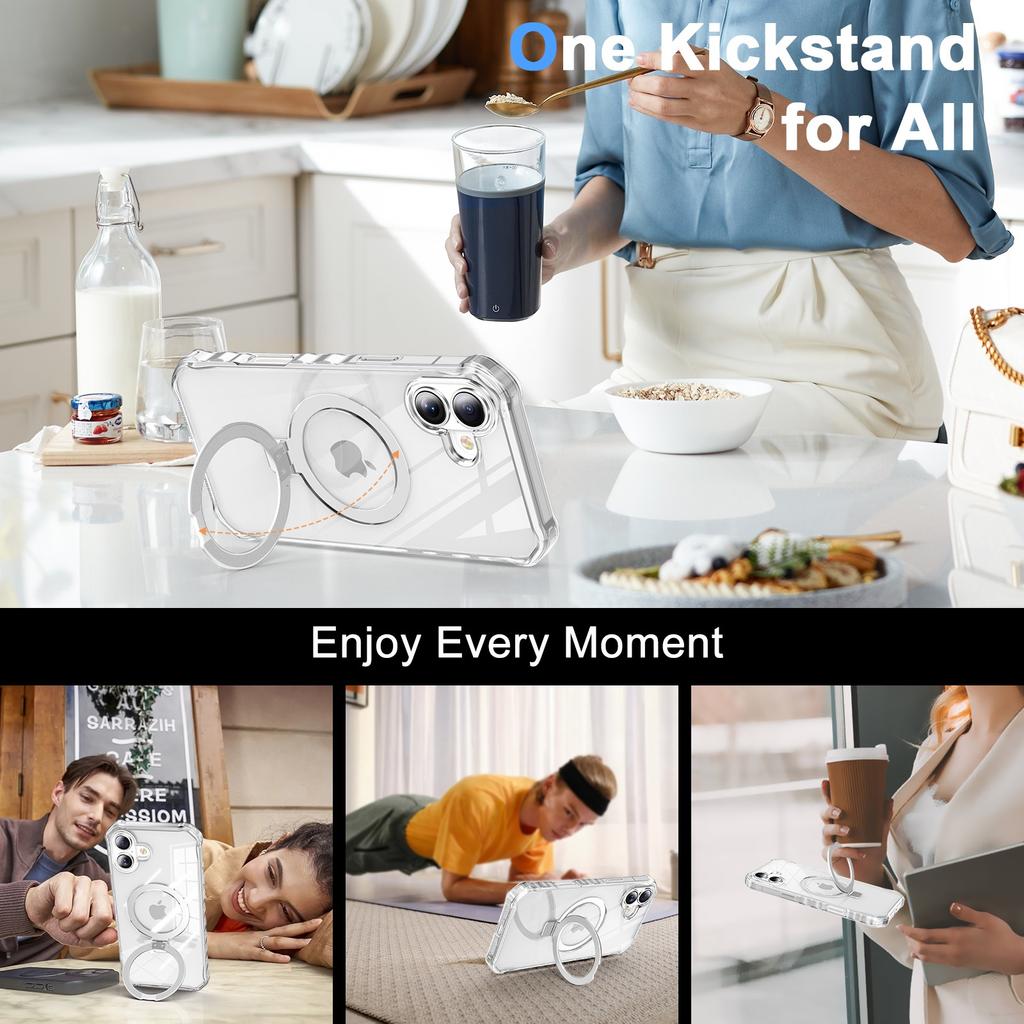 Für iPhone 16 Hülle Kleiner Wellenrand Kompatibel mit MagSafe Transparent Sturzsicher PC+TPU Handyhülle