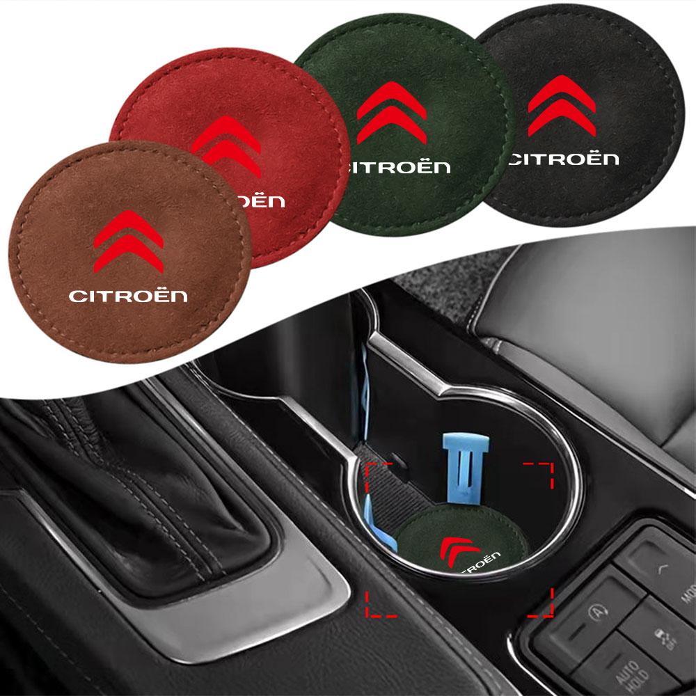 2PCS PU Leather Car Coaster Water Cup Drink Holder Mat Anti-Slip for Citroen C4 Picasso Xsara C5 Aircross Cactus Auto Valve Cap amb123