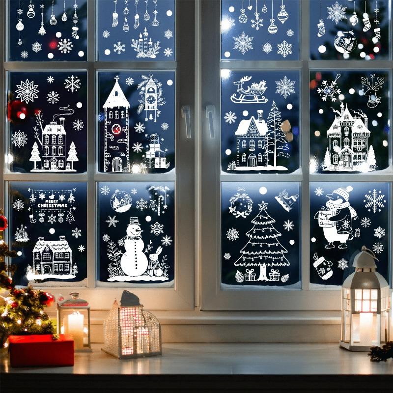 Рождественские украшения - Статически прилипающие наклейки для новых стеклянных витрин шкафов - Стеклянные наклейки для украшения