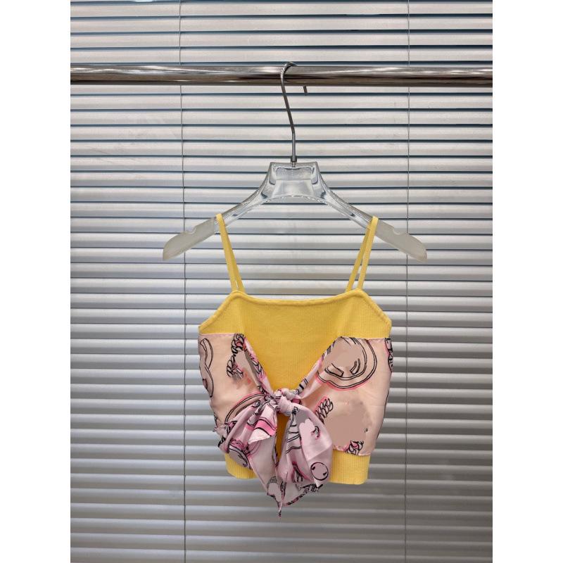 2026 Summer Silk Scarf Patchwork Knit Sleeveless Camisole: Slimming, Versatile Top