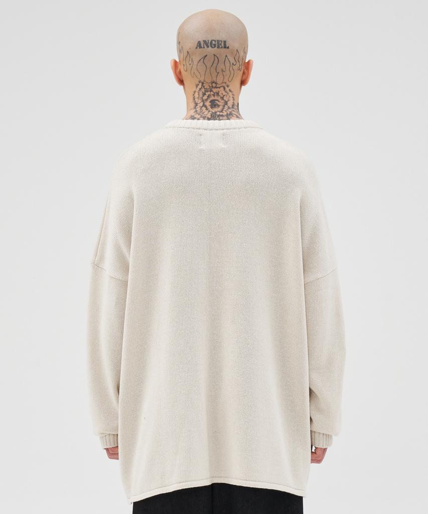 AJOBYAJO Total Logo High-Twist Yarn Sweater [Ivory]