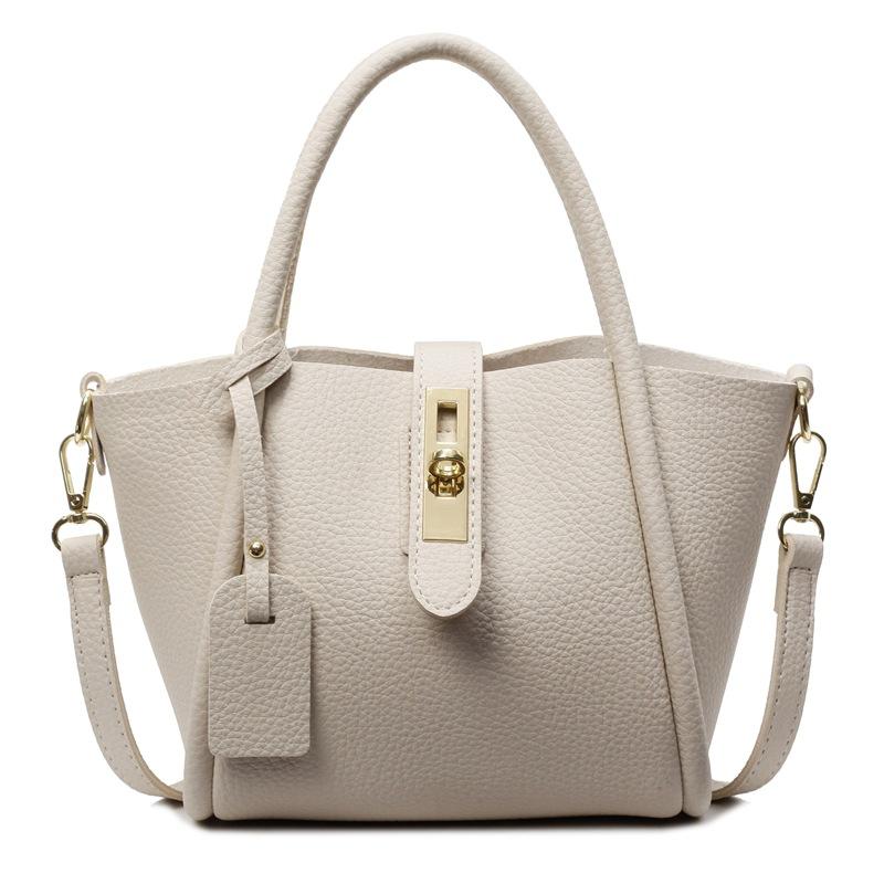 Wholesale Korean Light Luxury Simple Lychee Pattern Portable Bucket Bag Fashionable Versatile Commuter Style Women's Messenger Bag