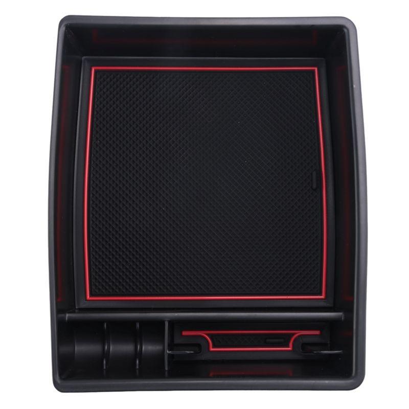 WO-Car Armrest Storage Box For Toyota TACOMA 2024 Central Control Interior Stowing Component Black & Red