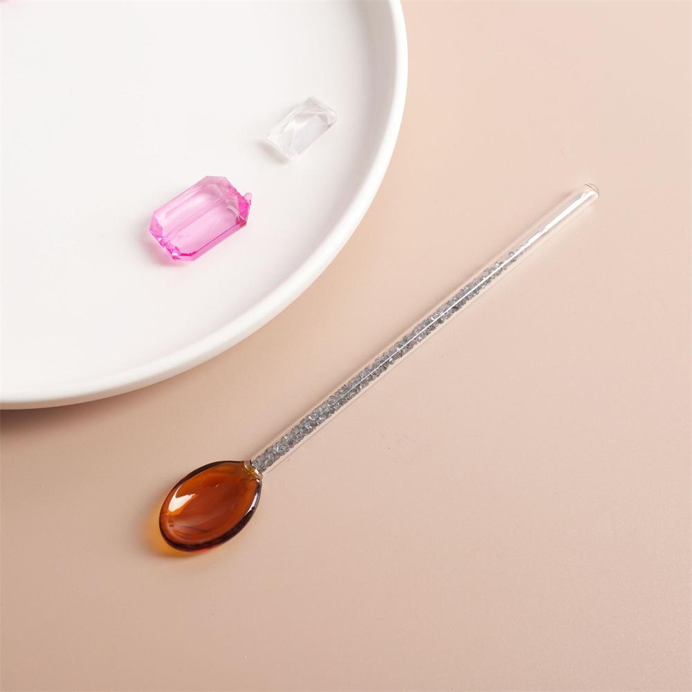 

Стиль INS Стеклянная десертная ложка для конфет Прозрачная Высокотемпературная Устойчивая Ложка для перемешивания кофе Длинная ручка Чайные ложки Подарок