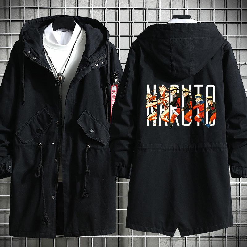 Толстовка из японского аниме для мужчин Harajuku костюм для косплея пальто пальто с капюшоном черная одежда ветровка 4XL 6890₽
