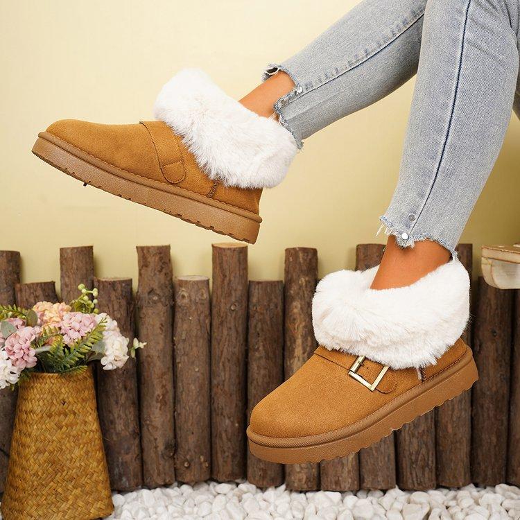 Fleece Warm Snow Boots Women's 2025 Autumn and Winter New Thickened Warm Bread Shoes Short Boots Casual Boots Women
