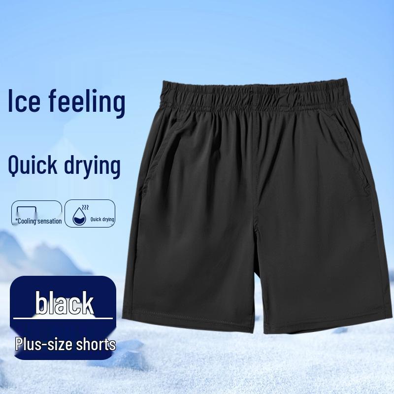 Extra Size Boys Dark Blue Quick-Dry Ice Silk Bermuda Shorts for Summer 150 cm