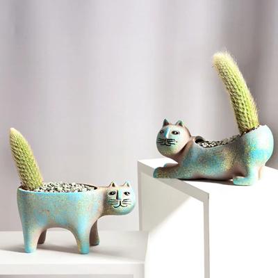Pot de fleur en céramique, chat mignon, plantes succulentes, Vase de Simulation d'animaux de dessin animé, jardinières pour plantes d'intérieur, décoration de la maison