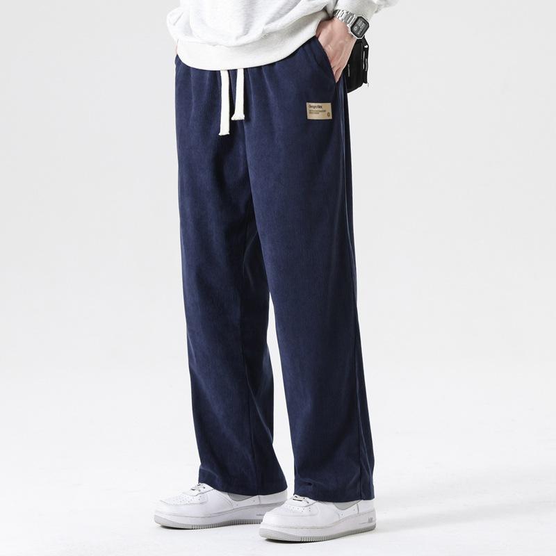 

Мужские весенне-осенние драпирующиеся однотонные повседневные брюки мужские вельветовые прямые широкие брюки свободного кроя универсальные брюки спортивные штаны 3XL