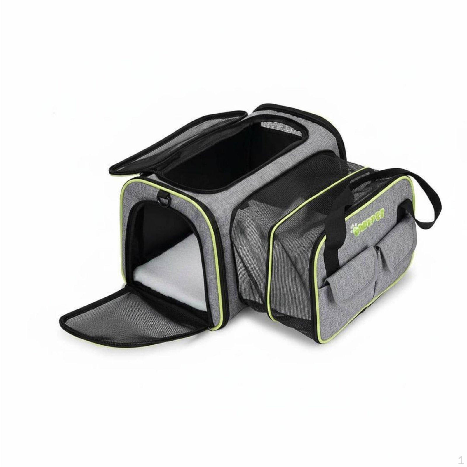 Expandable Pet Backpack Reflective Strips Breathable Dog Travel Bag for Outdoor, Animal Doctor Single Tunnel