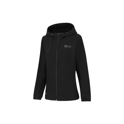 Li Ning Fitness Series Enfärgad Varm Vattenavvisande Sportjacka med Huva Damjacka Svart AFDT746-1