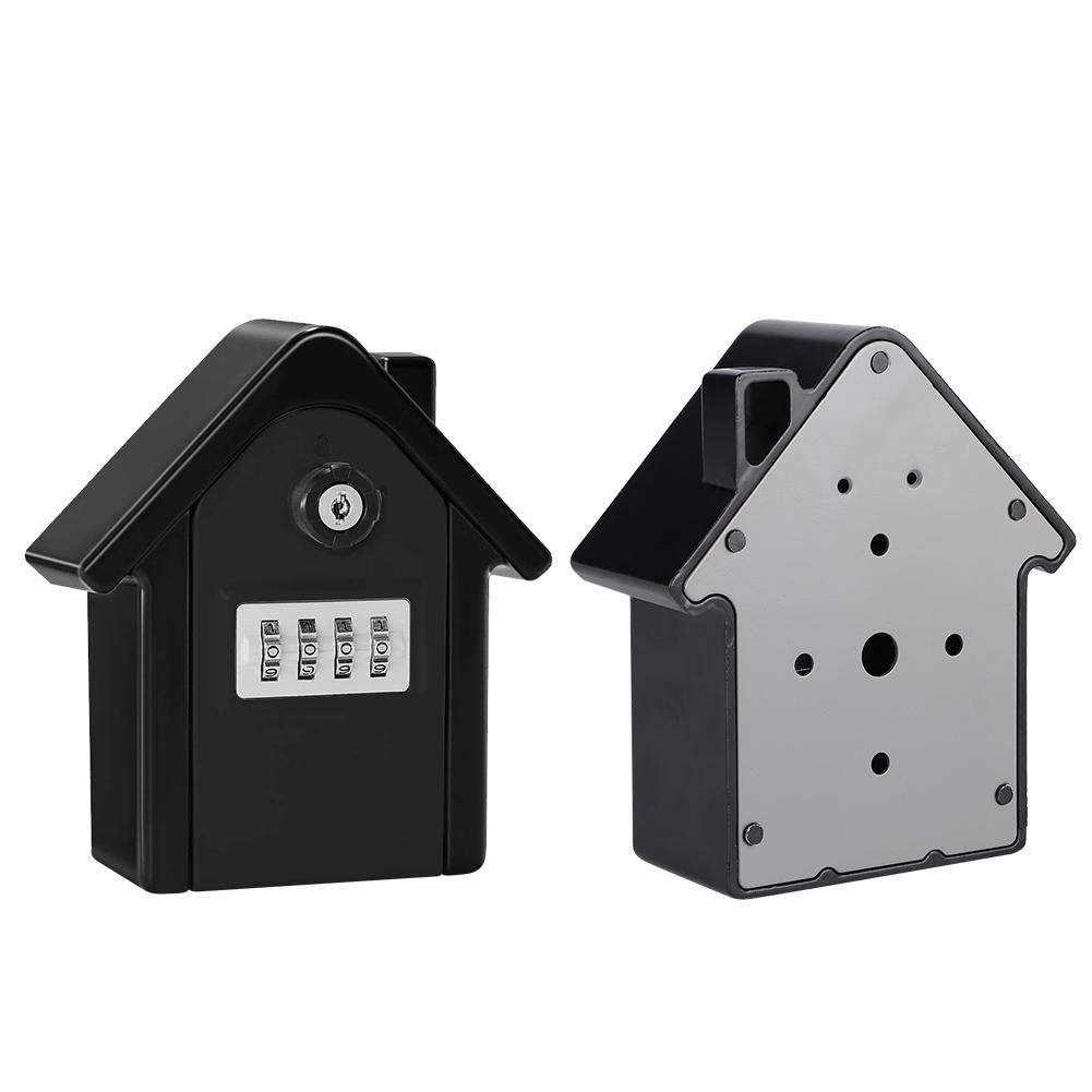 WallHanging Zinc Alloy AntiThief 4Digit Password Key Storage Box Kit for Home Factory Office(Black )