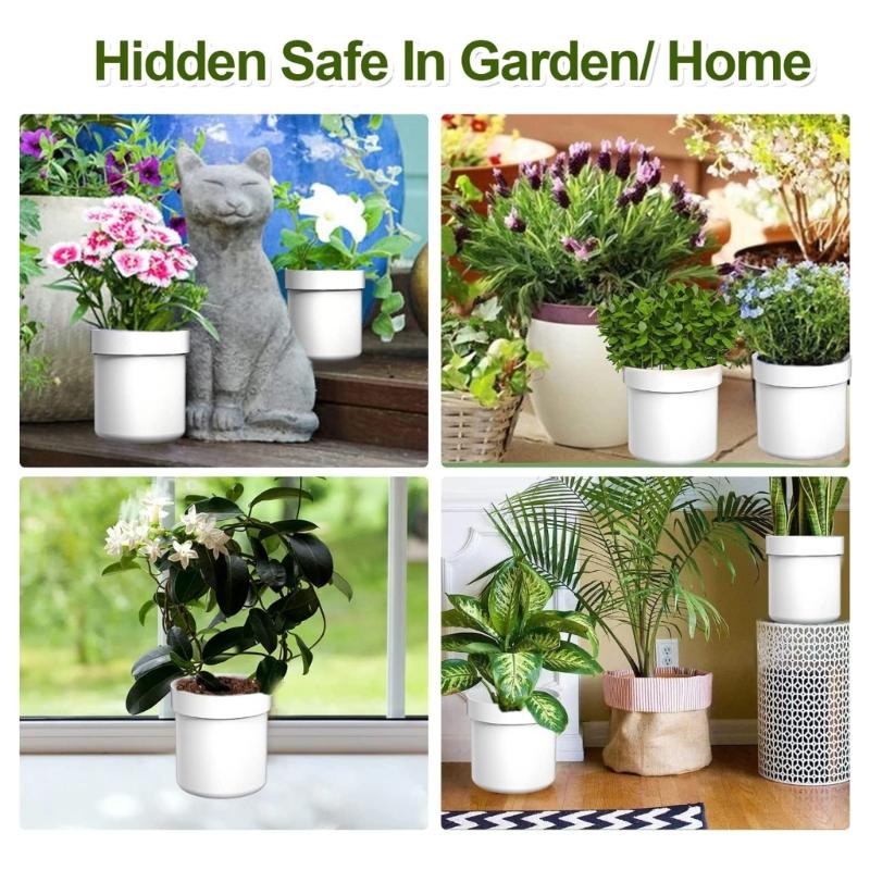 Flower Pot with Hidden Safe Secret Compartment Stash Box Key Hider Plastic Plant Pots Jewlery Organizer for Valuables