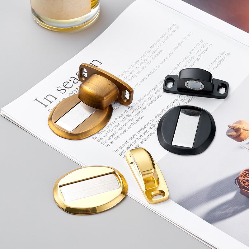 Stainless Steel Punch Free Invisible Door Stop Strong Magnetic Household Bedroom Bathroom Anti Collision Furniture Hardware