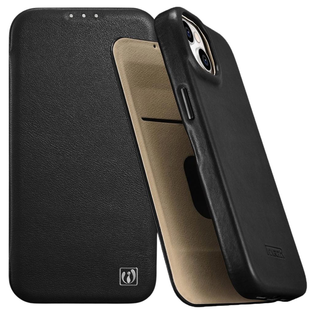 Icarer Ce Premium Leather Folio Case Skórzane Etui Iphone 14 Plus Z Klapką Magnetyczne Magsafe Czarny (Wmi14220715-Bk)