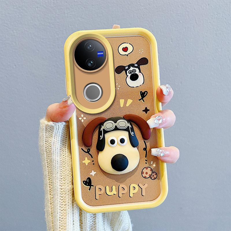 KEYSION Shockproof Case for VIVO V50 5G with Lanyard Soft Silicone Cute 3D Cartoon Doll Phone Back Cover for VIVO V50