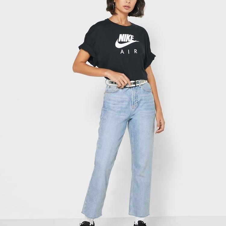 (WMNS) Nike Air Logo Printing Loose Knit Sports Short Sleeve Black T-Shirt Women's DB3841-010