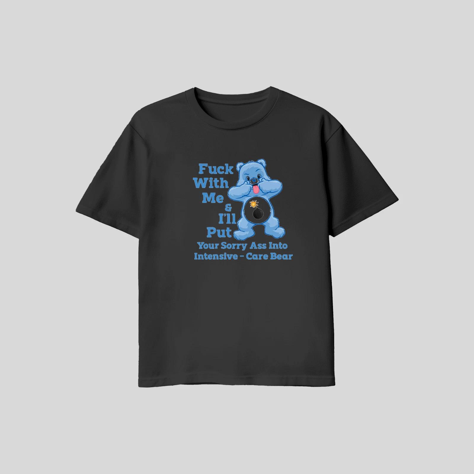 Unisex Adult Casual Graphic Blue Rude Mean Care Bear T Shirt XL L M... M