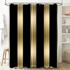 Moderner schwarz-gold gestreifter Duschvorhang - Kreatives lineares Geometriedesign - Innen-Heim-Badezimmer-Dekor - Künstlerischer Badvorhang