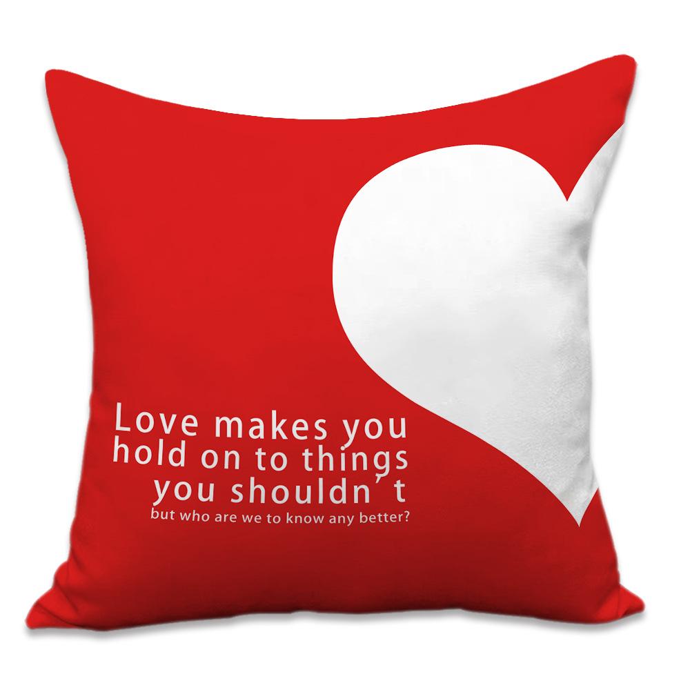 Valentine's Day Letters Black and White Cotton Linen Super Soft Peach Leather Velvet Pillowcase Sofa Home Cushion Cover