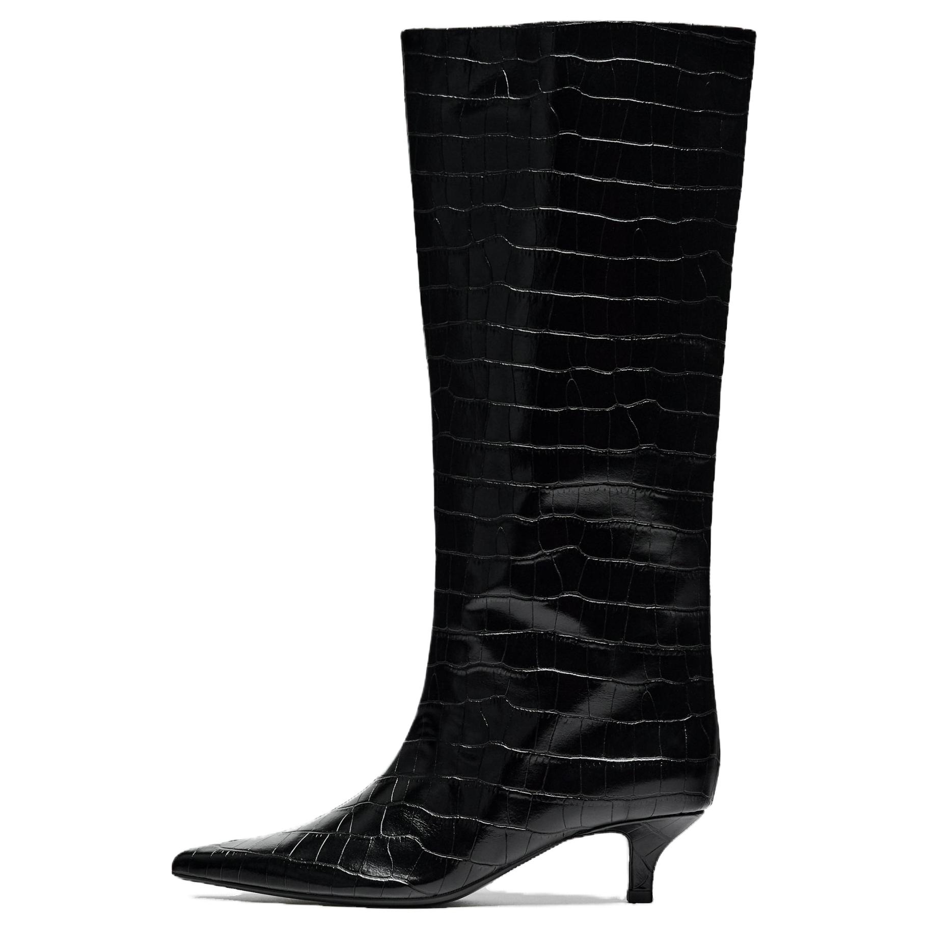 

Zara Модные универсальные высокие сапоги Женские сапоги Черные 11027410800 37