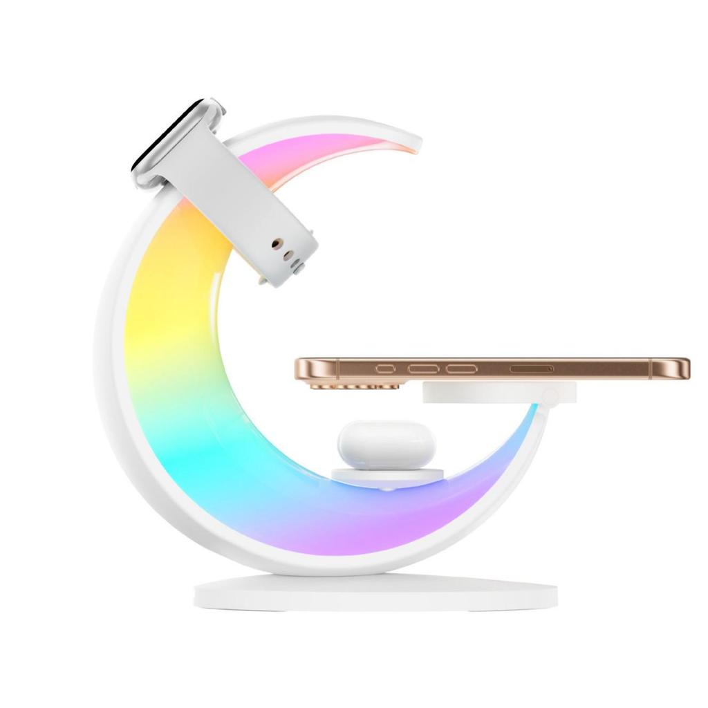 Intelligente LED-Schreibtischlampe mit 7 Farben, 4-in-1 kabellosem Ladegerät und magnetischer Saugvorrichtung 15W Ständer