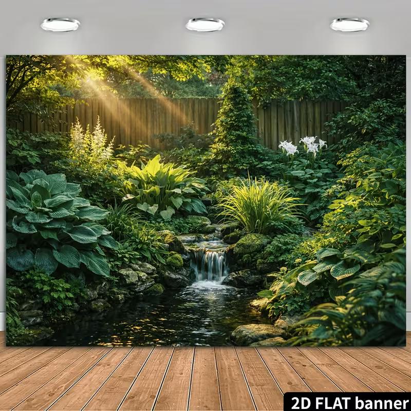 2D Sunlit Backyard Garden Backdrop Photography Background 47.2x31.5inch/120*80cm