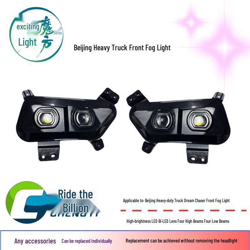 Compatible Highlight Dual Lens for Beijing Heavy-Duty Truck: Front Fog & Headlight Modification Kit