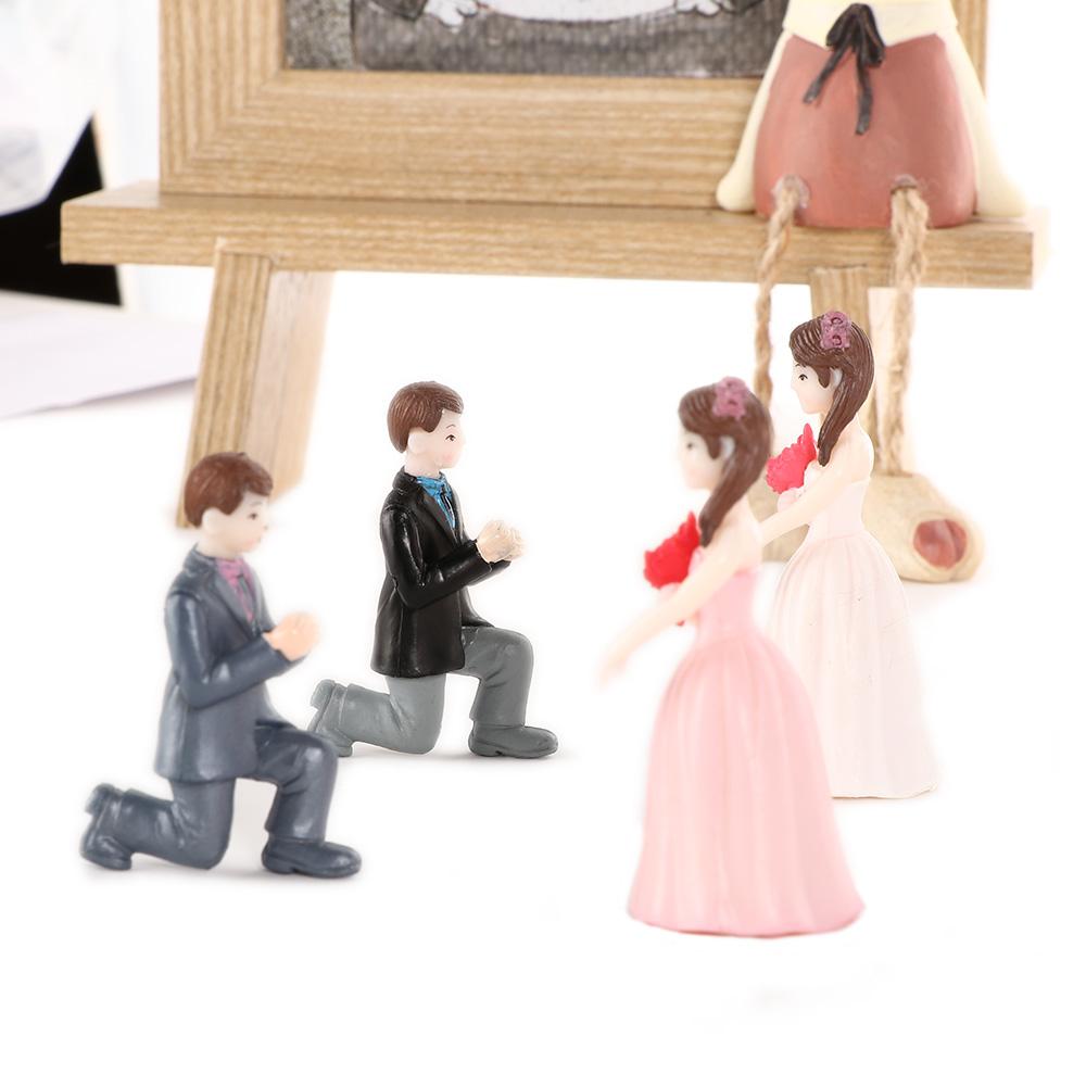 Bonsai Micro Landscape Proposing Couple Figurines Marriage Lover Miniatures Ornaments Wedding Doll