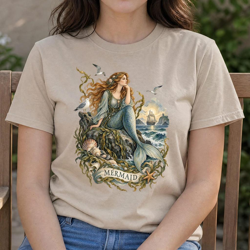 Tarot Mermaid Shirt - Front or Back Print - European Legendary Creatures Gift
