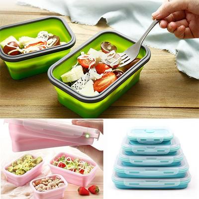 Portable Storage Kitchen Silicone Food Container Picnic Boxes Folding Lunchbox Collapsible Bowl