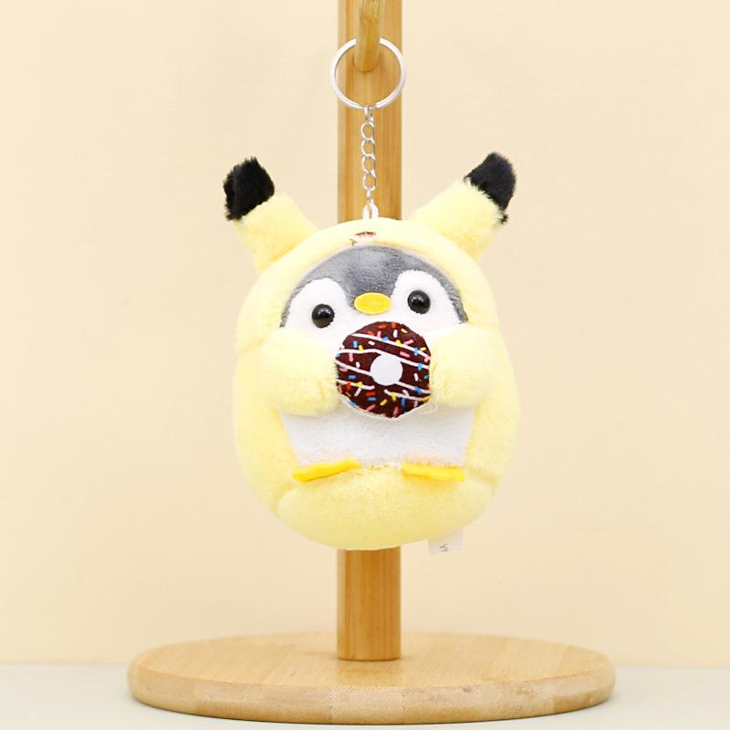 Pendant Keyrings Gift Plush Cute Penguin Turn Into Bear Rabbit Keychain Women Bag Ornaments Toy Soft Pom Ball Car Key