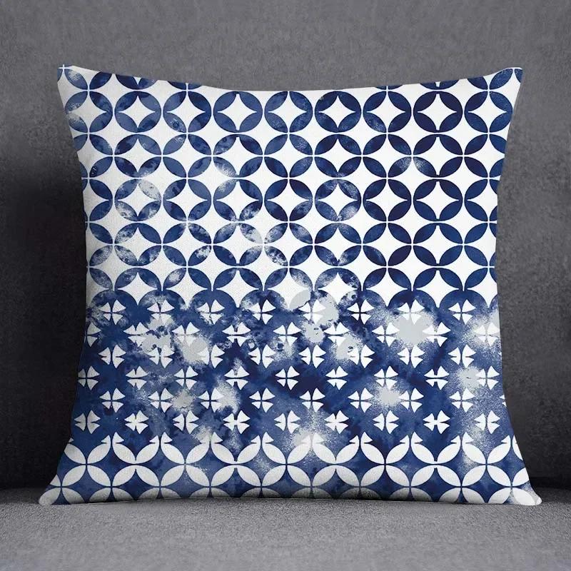 45x45CM Cushion Cover Geometric Pattern Polyester Blue Grey Pillowcase Upholstery Sofa Cushion Throw Pillow Home Decor Pillowcas
