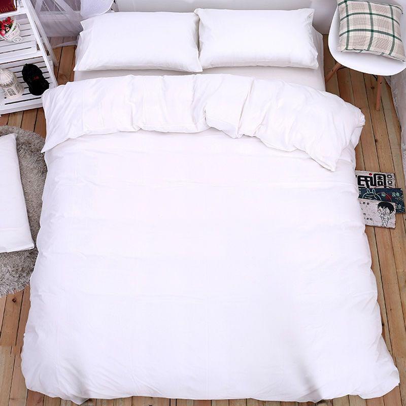 White Cotton Bedding Set 4 Piece Hotel Motel Linen 1.5m 1.8m 2.0m Beds Modern Minimalist