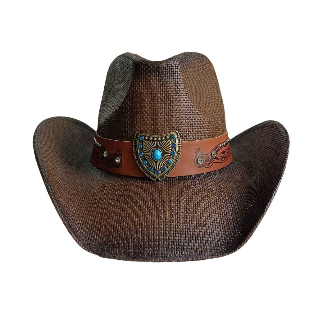 Western cowboy straw hat men and women retro wide-brimmed Cowboy Straw Hat Embroidered Wide Brim chapeau cowboy