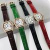 Barrel-Shaped Simple Watch Women'S Fashion Diamond-Encrusted Roman Face Leather Waterproof Women'S Watch