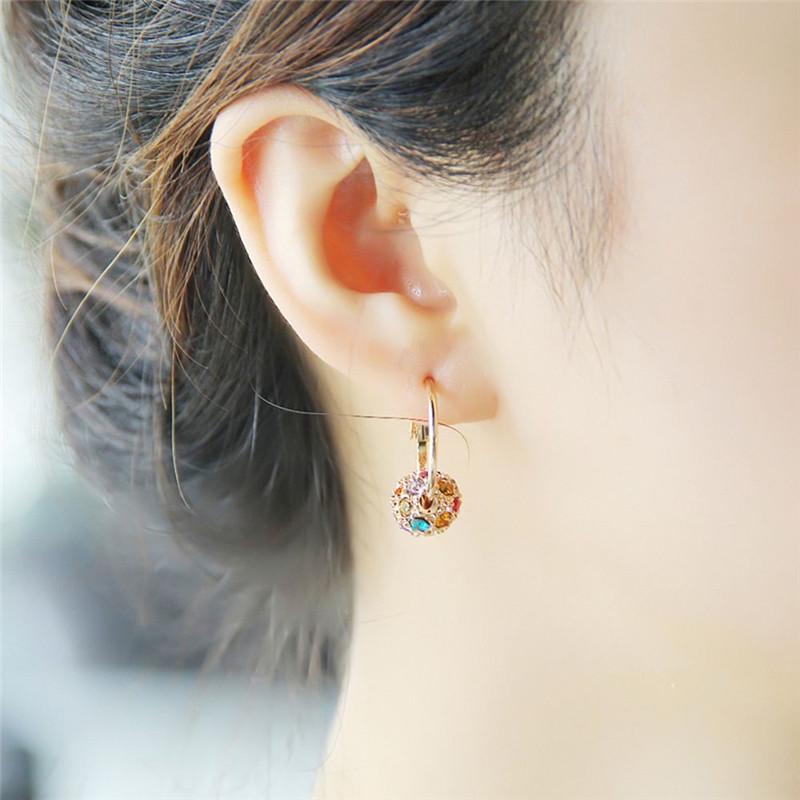 Austrian Crystal Ball Earrings Woman Party Wedding Shining Jewelry Boucle Lucky Accessories Gift