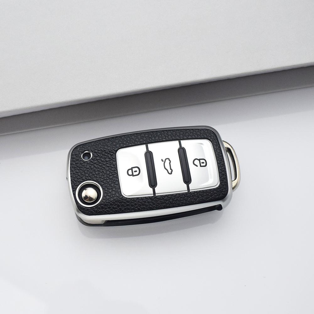 

3 Кнопки Для Volkswagen VW POLO Tiguan Passat B5 B6 B7 Golf EOS Scirocco Jetta MK6 Octavia Кожаный ТПУ Чехол для Автомобильного Пульта Ключа Держатель серебряный