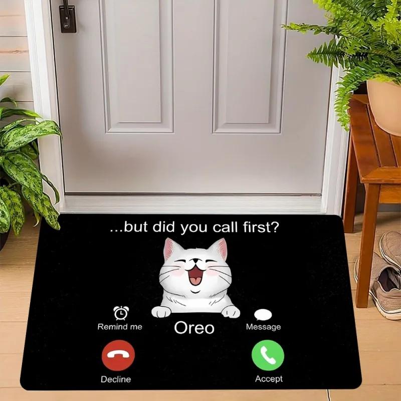 Cute Cats Print Welcome Doormat Non-Slip Machine Washable Carpet for Living Room Bedroom Bathroom Kitchen and Laundry Rug