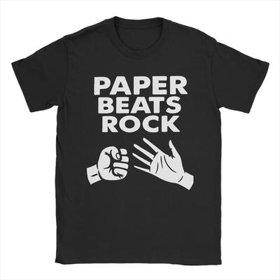 Paper Beats Rock TShirts for Men Crew Neck Pure Cotton T Shirt Rock Paper Scissors Short Sleeve Tee Shirt Big Size Clothing