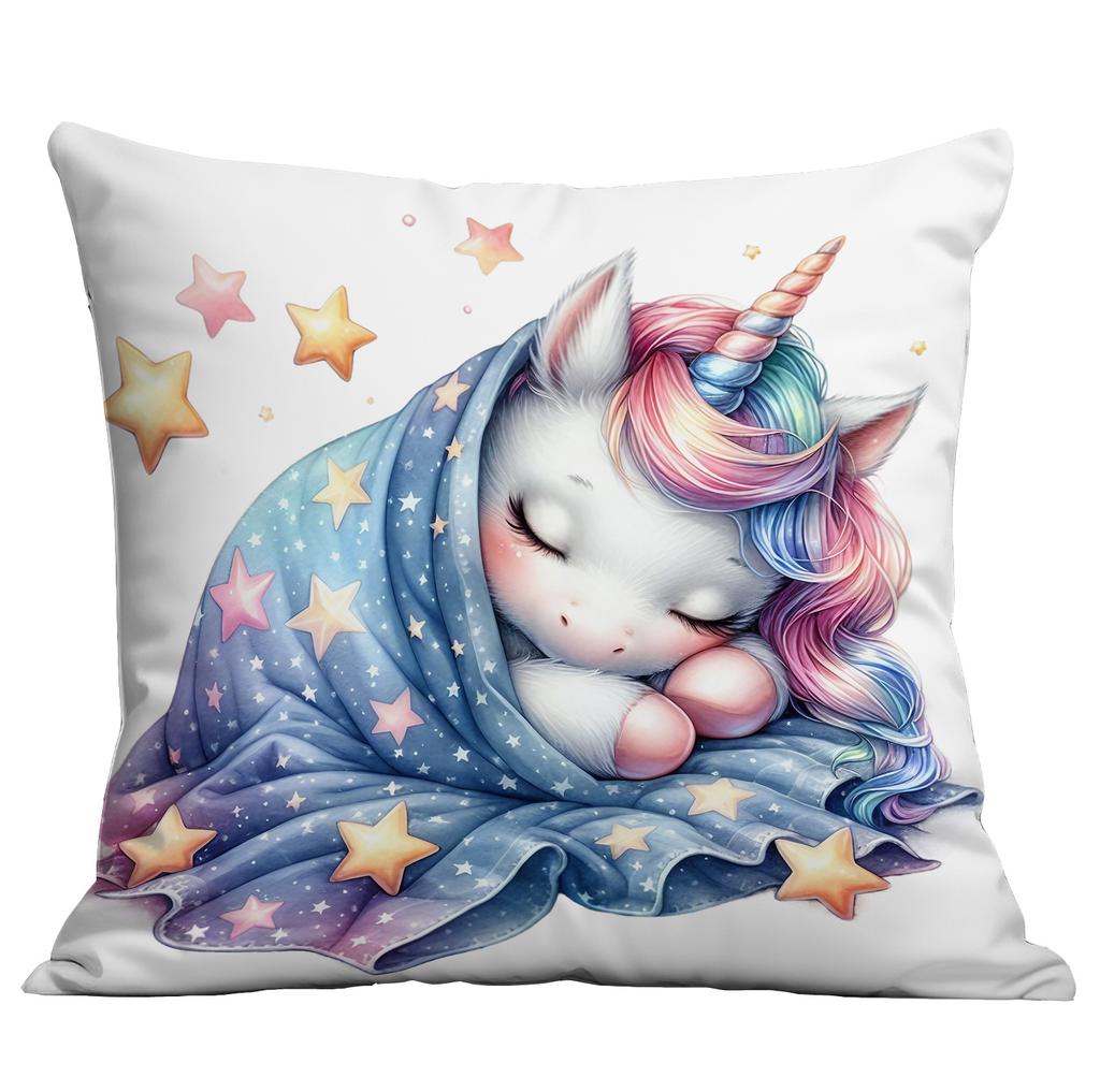 New Short Plush Pillow Cover Cute Cartoon Unicorn Printed Pillow Cover Sofa Cushion Pillow Cover Premium Durable